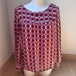 LOFT Red Floral Blouse